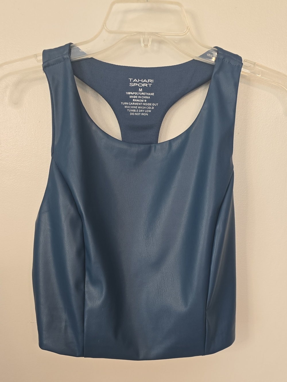 Tahari Sport Blue Faux-Leather Racerback Tank Top